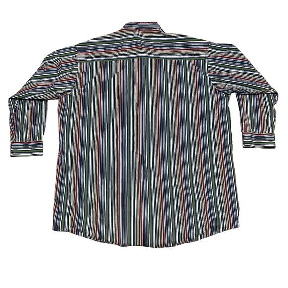 Oleg Cassini Multicolor Striped Long Sleeve Button Front Shirt Size 19 x 36/37 - Picture 2 of 4